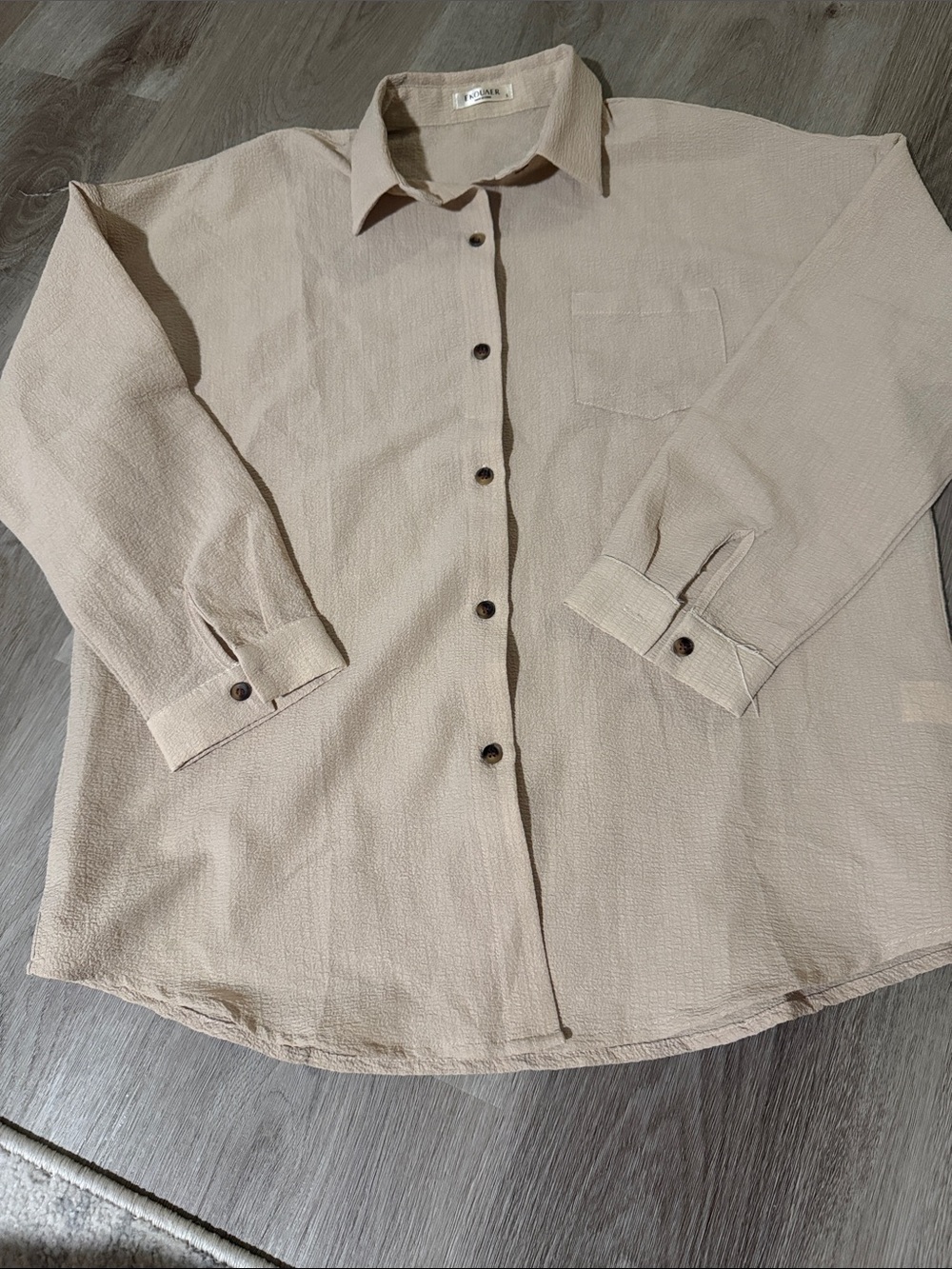Beige Textured Button-Up Shirt